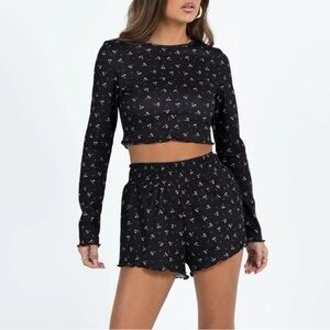 Princess Polly Black Floral lounge set